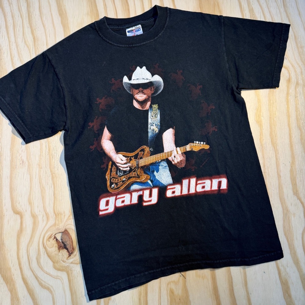 Jerzees Gary Allan Man To Man Tour Graphic T-Shirt Mens Small Black Heavyweight